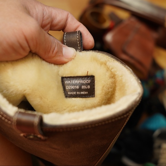 Cole Haan Shearling Boots Womens 8.5B Brown Waterproof Suede Fur - Picture 11 of 12
